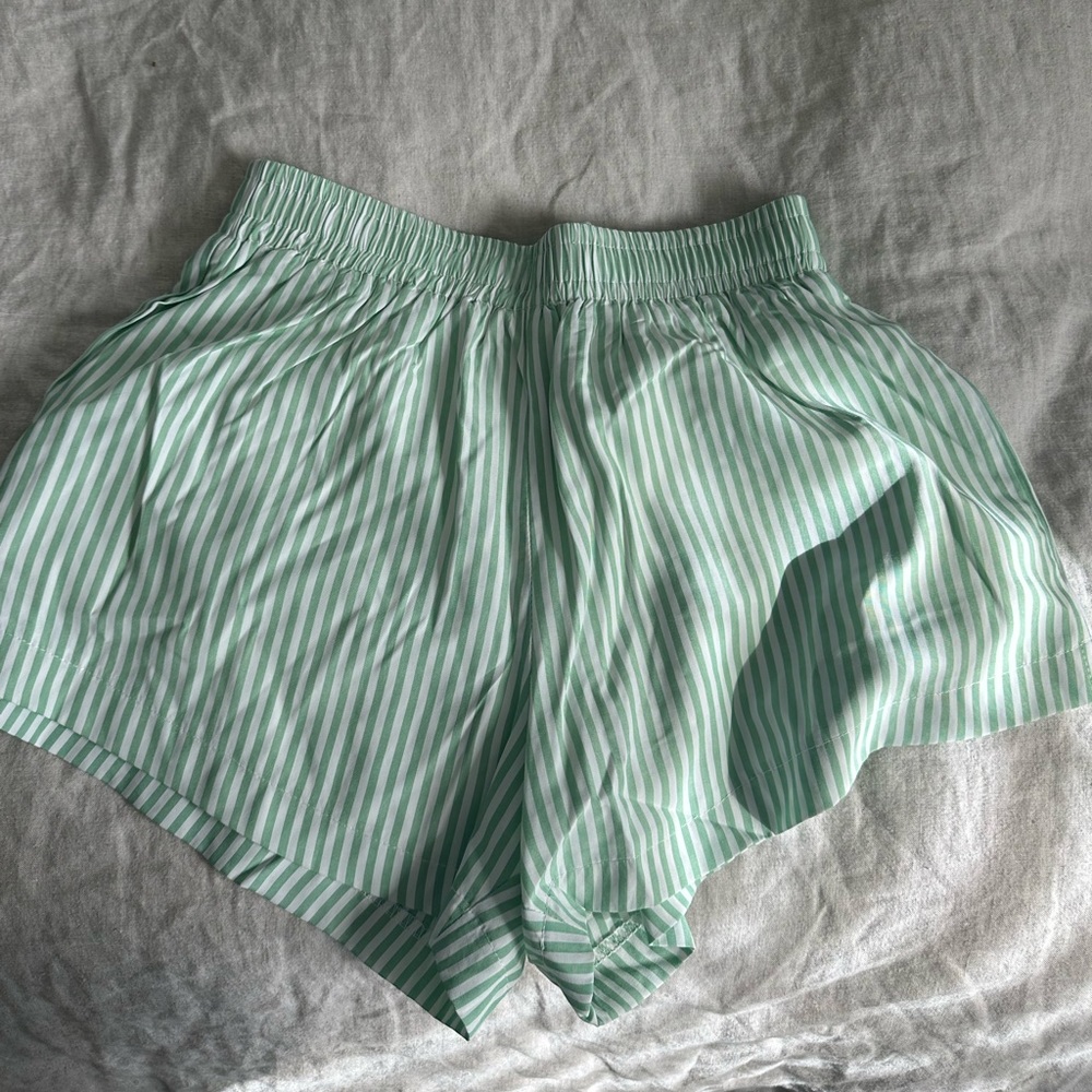 Green striped shorts